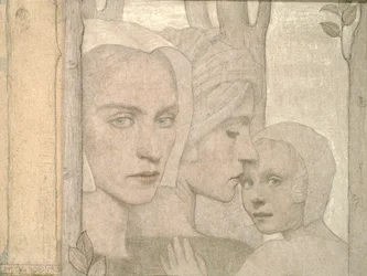 De to søstre, 1908 (blyant og kridt på papir)